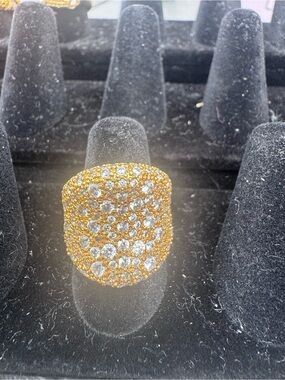 Vintage MILOR Italy Bronze Pave Statement Dome Ring